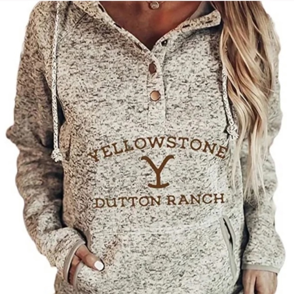 Yellowstone Dutton Ranch Brown Speckle Pullover Hoodie Sweatshirt